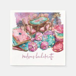 Luxury Pink Personalised Casino Bachelorette Napkin
