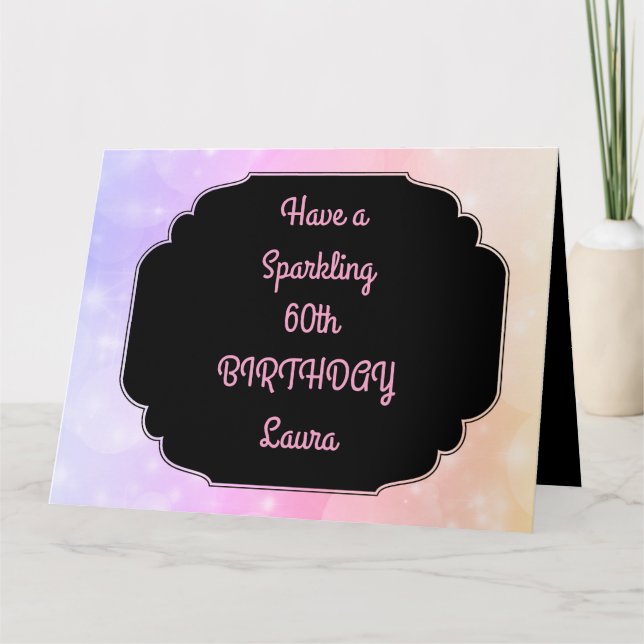 Luxury Pink Personalized 60th Birthday Card (Front)