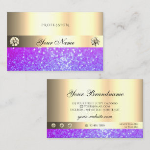Luxury Pink Purple Glitter Diamonds Luminous Gold Business Card