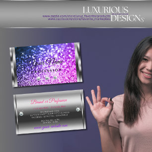 Luxury Pink Purple Glitter Luminous Sparkle Jewels Business Card