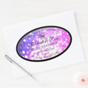 Luxury Pink Purple Glitter Product Label with Logo