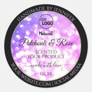 Luxury Pink Purple Glitter Product Label with Logo
