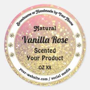 Luxury Pink Purple Gold Glitter Product Labels