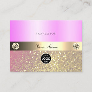 Luxury Pink Purple Gold Sparkling Glitter and Logo Business Card