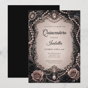 Luxury Pink Rhinestones Glitter Quinceañera Invitation