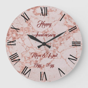 Luxury Pink Rose Blush Glitter Marble Customise Large Clock