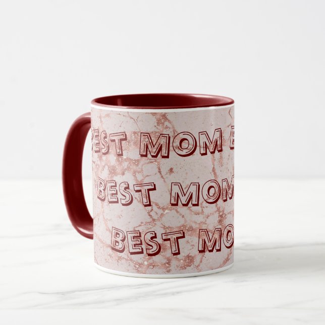 Luxury Pink Rose Blush Glitter Marble Mug (Front Left)