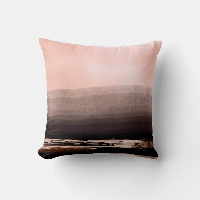 Luxury Pink Rose Gold Pink Metallic Black Strokes Cushion (Front)
