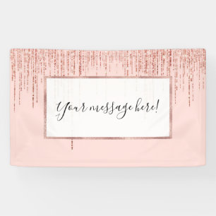 Luxury Pink Rose Gold Sparkly Glitter Fringe Banner
