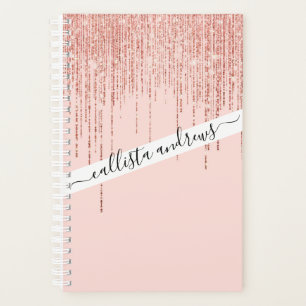 Luxury Pink Rose Gold Sparkly Glitter Fringe Planner