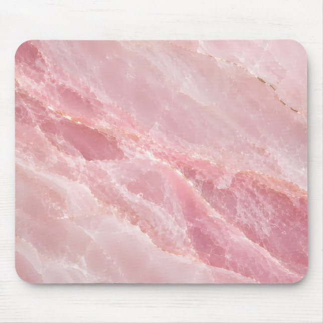 Luxury Pink Rose Quartz Marble Abstract Pattern Mouse Mat (Front)