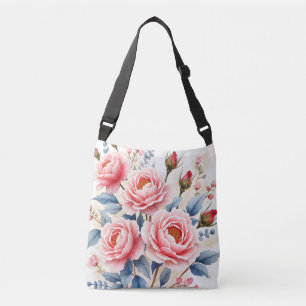 Luxury Pink Roses Beautiful Modern Collection Crossbody Bag