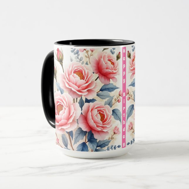 Luxury Pink Roses Beautiful Modern Collection Mug (Front Left)