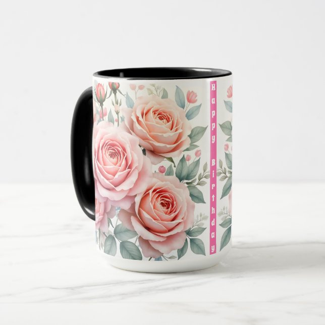 Luxury Pink Roses Beautiful Popular Collection Mug (Front Left)
