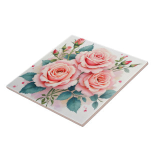 Luxury Pink Roses Beautiful Trendy Collection Tile