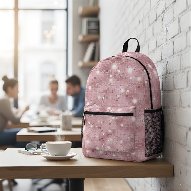 Luxury Pink Sparkle Printed Backpack (Creator Uploaded)