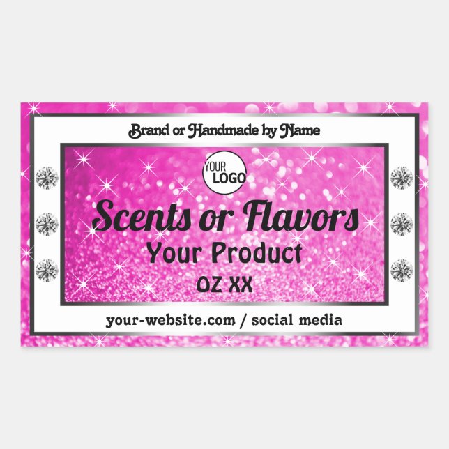 Luxury Pink Sparkling Glitter Product Labels Logo (Front)