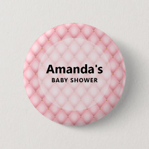 Luxury Pink Tufted Diamond Pattern Baby Shower 6 Cm Round Badge