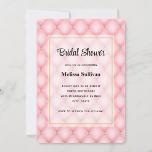 Luxury Pink Tufted Diamond Pattern Bridal Shower Invitation