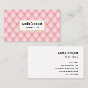 Luxury Pink Tufted Diamond Pattern Business Card