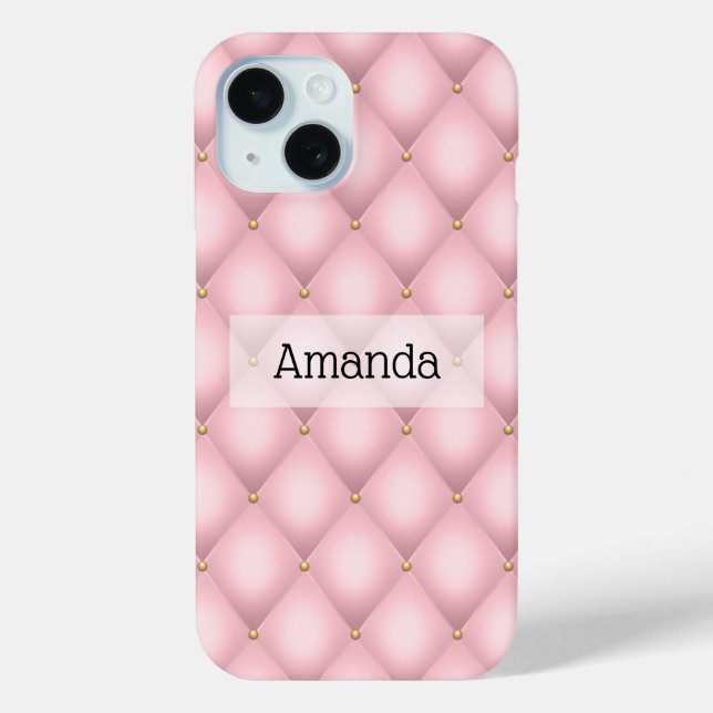Luxury Pink Tufted Diamond Pattern Case-Mate iPhone Case (Back)