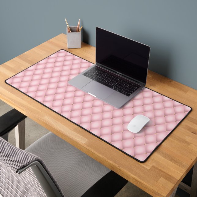 Luxury Pink Tufted Diamond Pattern Desk Mat (Office 2)