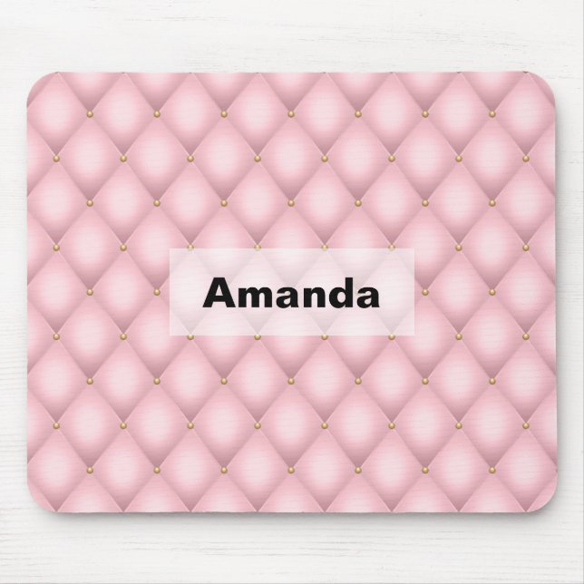 Luxury Pink Tufted Diamond Pattern Mouse Mat (Front)