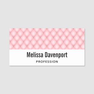 Luxury Pink Tufted Diamond Pattern Name Tag