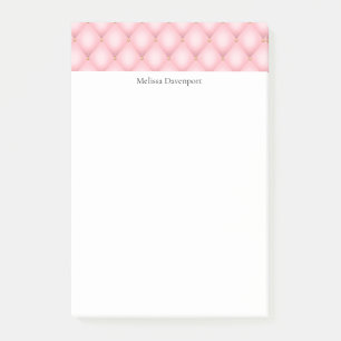 Luxury Pink Tufted Diamond Pattern Post-it Notes