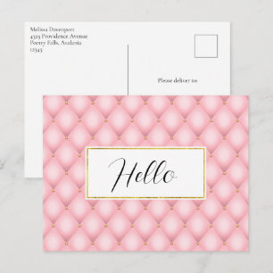 Luxury Pink Tufted Diamond Pattern Postcard
