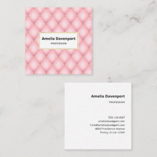 Luxury Pink Tufted Diamond Pattern Square Business Card