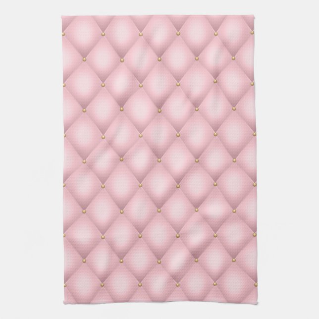 Luxury Pink Tufted Diamond Pattern Tea Towel (Vertical)