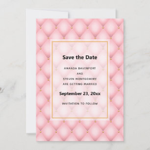 Luxury Pink Tufted Diamond Pattern Wedding Save The Date
