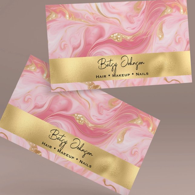Luxury Pink White Gold Marbled Business Card (Creator Uploaded)