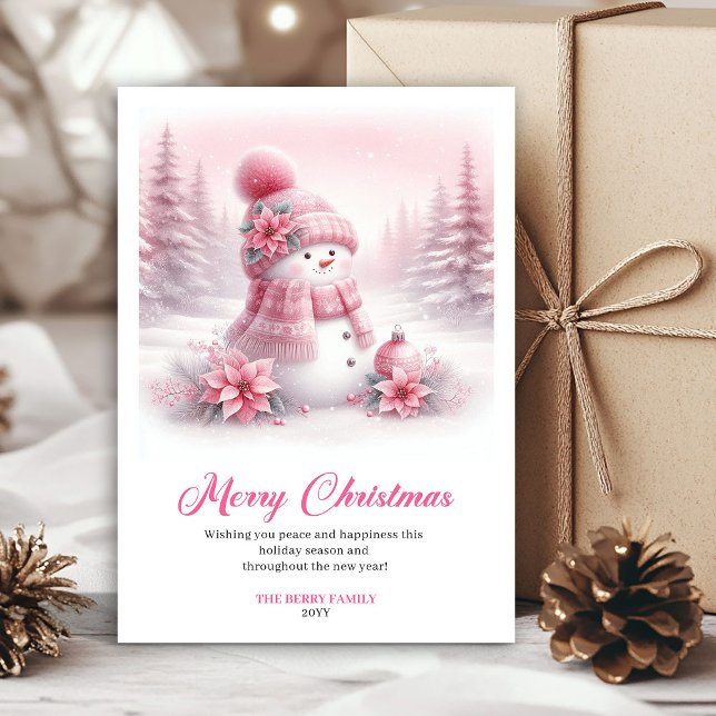 Luxury Pinkmas Editable Festive Scene Christmas  Holiday Card (Luxury Pinkmas Editable Festive Scene Christmas Greeting Card

)