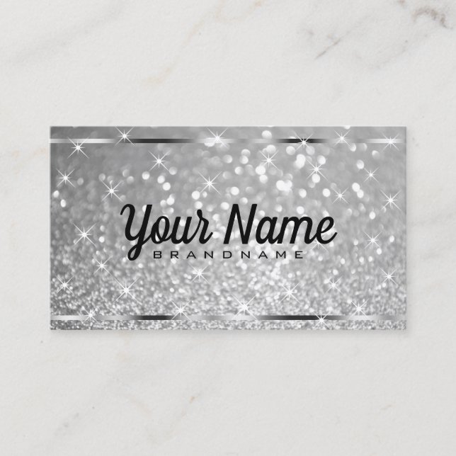 Luxury Platinum Glitter Luminous Stars Elegant  Business Card (Front)