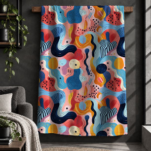 Luxury Playful Artistic Contemporary Shapes Blanke Sherpa Blanket