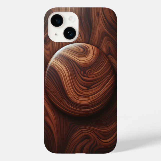 Luxury Polished Walnut Wood Grain Abstract Circula Case-Mate iPhone Case (Back)