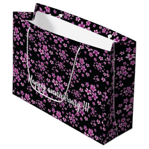 Luxury Popular Black Purple Floral Large Gift Bag