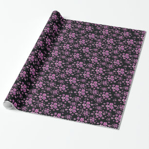 Luxury Popular Black Purple Floral Wrapping Paper