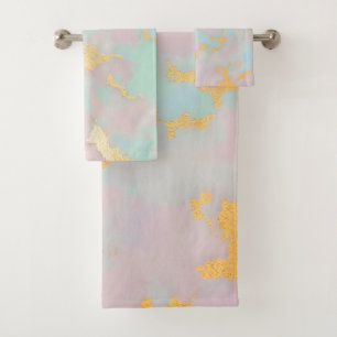 Luxury Popular Blush Pink Mint Gold Collection Bath Towel Set