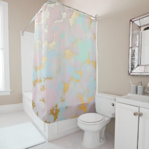 Luxury Popular Blush Pink Mint Gold Collection Shower Curtain
