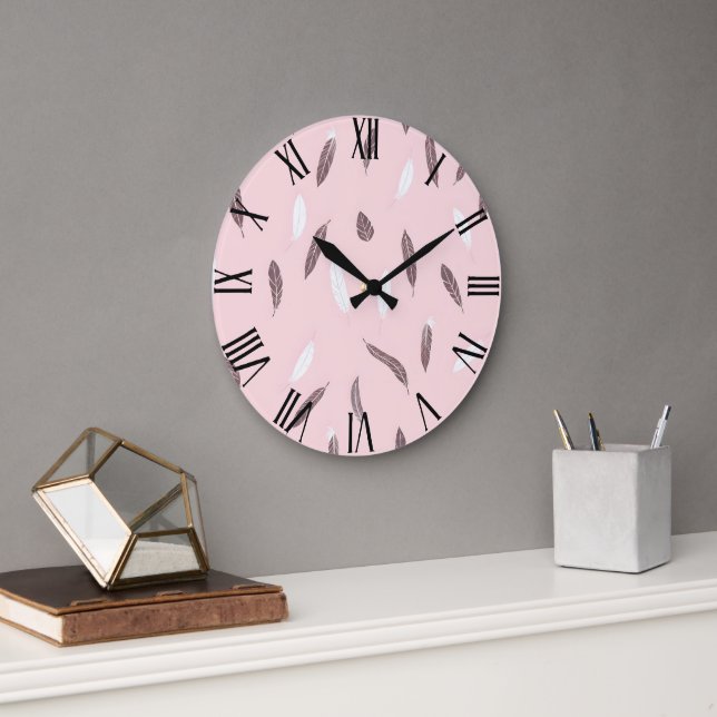 Luxury Popular Feathers Boho Collection Large Clock (Office)