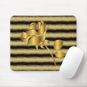 Luxury Popular Floral Black Gold Glitter Gift Mouse Mat
