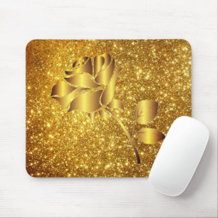 Luxury Popular Floral Gold Glitter Gift Mouse Mat