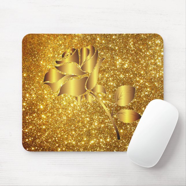 Luxury Popular Floral Gold Glitter Gift Mouse Mat (With Mouse)