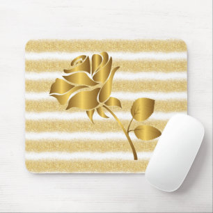 Luxury Popular Floral White Gold Glitter Gift Mouse Mat