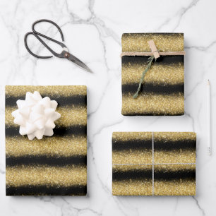 Luxury Popular Gift Black Gold Glitter Wrapping Paper Sheet