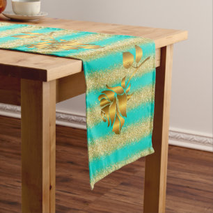Luxury Popular Gift Floral Gold Glitter Medium Table Runner