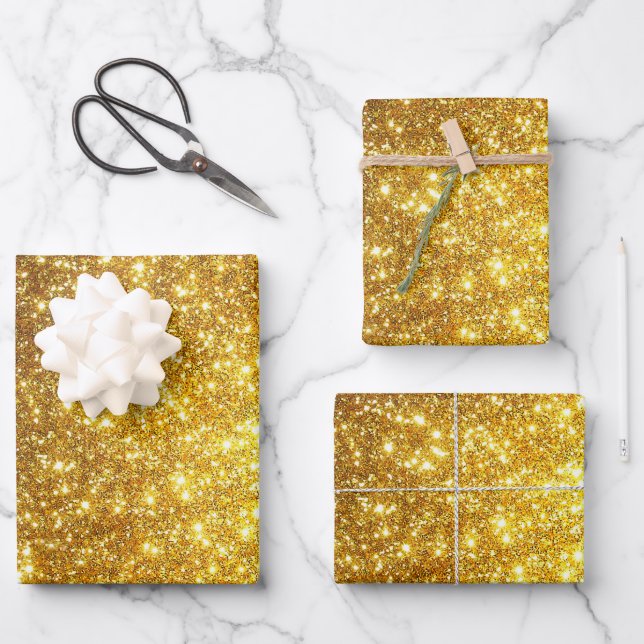 Luxury Popular Gift Gold Glitter Wrapping Paper Sheet (Front)